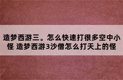 造梦西游三。怎么快速打很多空中小怪 造梦西游3沙僧怎么打天上的怪